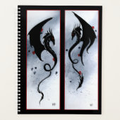 Kool Zwarte Tribale Draak Rood Blauwe Bloemen Planner (Voorkant)