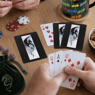 Kool Zwarte Tribale Draak Rood Blauwe Bloemen Pokerkaarten