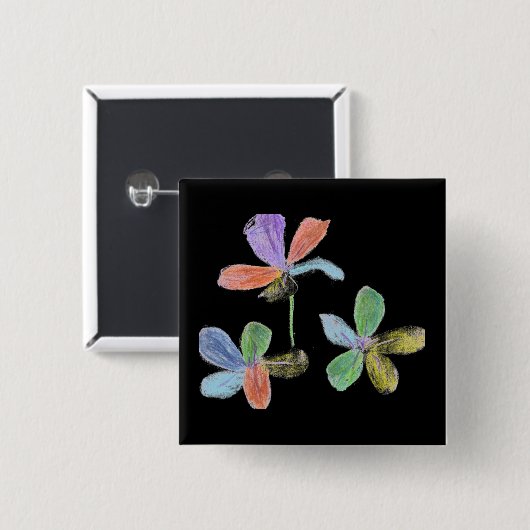Koolachtige bloemen vierkante button 5,1 cm (Voorkant /achterkant)