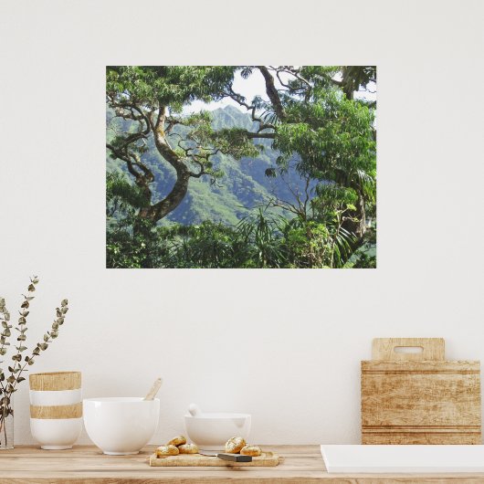 Ko'olau Mountains en Koa-bomen Poster (Keuken)
