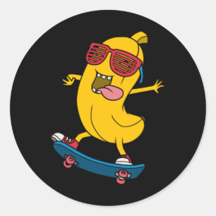 Koolbanaanspeelskateboard Ronde Sticker