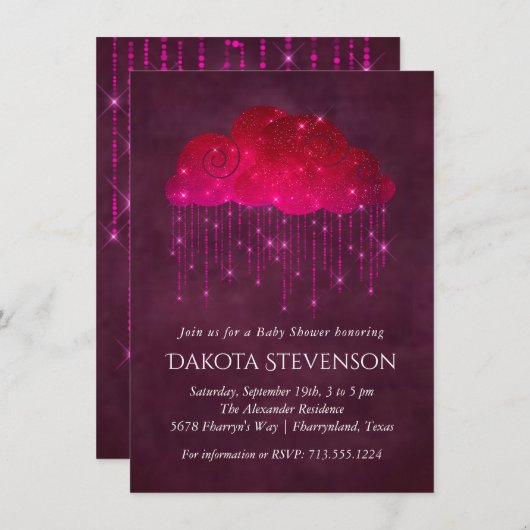 Koolbekkens met mousserende ruggen | Donkerroze Ba Kaart (Voorkant / Achterkant)