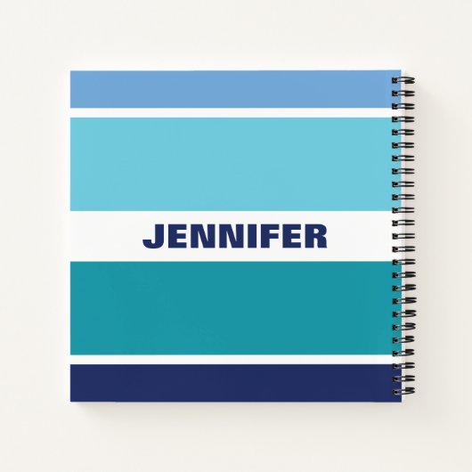 Koolblauw en witte streping notitieboek (Achterkant)