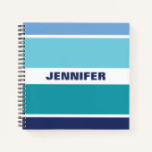 Koolblauw en witte streping notitieboek (Voorkant)