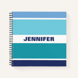 Koolblauw en witte streping notitieboek