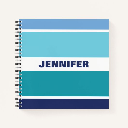 Koolblauw en witte streping notitieboek (Voorkant)