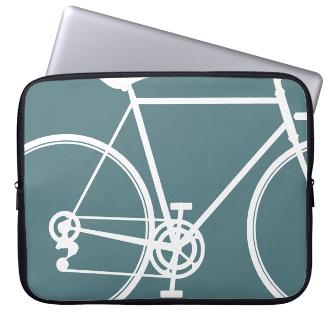 Koolblauw fietsdesign laptophoes laptop sleeve (Voorkant)