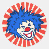 Koolblauw haar circus carnaval ronde sticker (Voorkant)