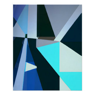Koolblauwe Geometrische Abstractie Perfect Poster