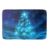 Koolblauwe kerstboom met mousserende lichten badmat (Voorkant)
