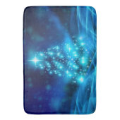 Koolblauwe kerstboom met mousserende lichten badmat (Voorkant Verticaal)