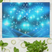 Koolblauwe kerstboom met mousserende lichten theedoek (Gevouwen)