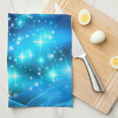 Koolblauwe kerstboom met mousserende lichten theedoek (Quarter Fold)