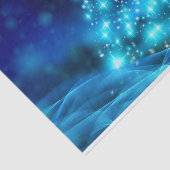 Koolblauwe kerstboom met mousserende lichten tissuepapier (Detail)