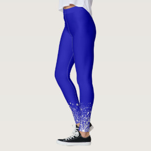 Koolblauwe zilverglitterstof leggings