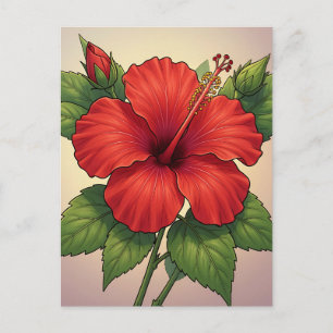 Koolbloedige Tropische Rode Hibiscus Briefkaart