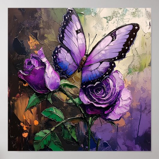 Koolbloemige Roos Bloem Retro Kunst Kamer Makeover Poster (Voorkant)