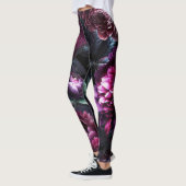 Koolbloemige Zwarte Betoverde Bloementuin Leggings (Links)