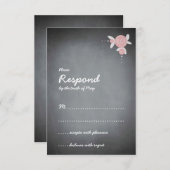 Koolbord Floral Wreater Response RSVP Kaartje (Voorkant / Achterkant)