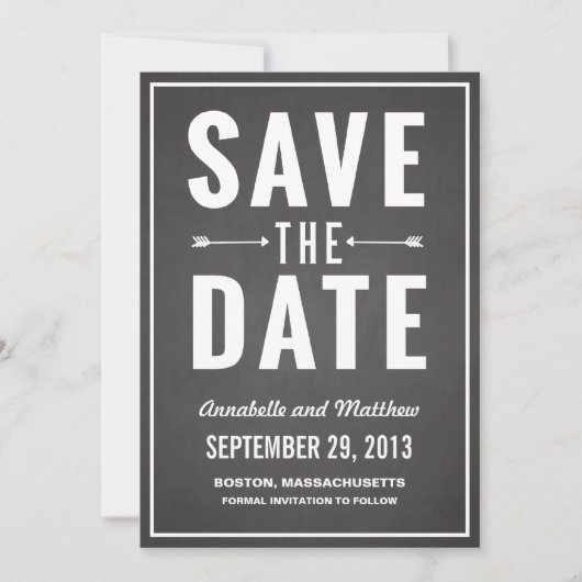 Koolbord Save the Date-aankondiging in vet Date (Voorkant)