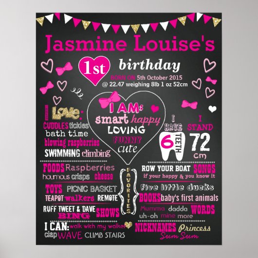 Koolbord voor eerste verjaardag poster (Voorkant)