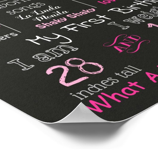 Koolbord voor eerste verjaardag poster (Hoek)