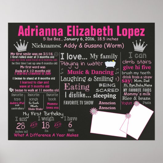 Koolbord voor eerste verjaardag poster (Voorkant)