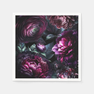 Koolenbloemen Zwart Betoverde Bloemen Bruiloft Servet