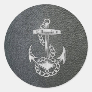 Koolfashionable zilvermetaalscheen-effectsanker ronde sticker