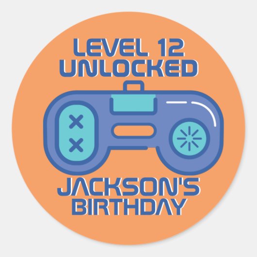 Koolgameniveau ontgrendeld gaming Boy Birthday Ronde Sticker (Voorkant)
