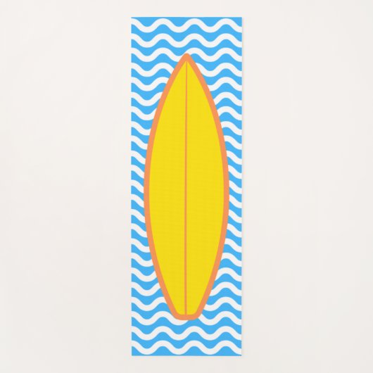 Koolgele blauwe golven die op de yoga-mat overslaa yogamat (Voorkant)