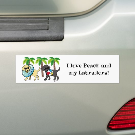 Koolgele en zwarte Labradors Bumpersticker (Op auto)