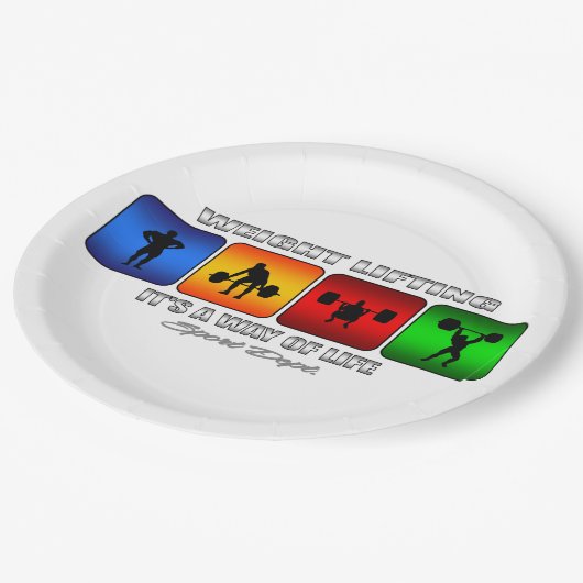 Koolgewicht tillen is een manier van leven papieren bordje (Gekanteld)