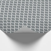 Koolgrijs Witte Marokkaanse Vierbladpatroon #5 Cadeaupapier (Hoek)