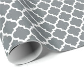Koolgrijs Witte Marokkaanse Vierbladpatroon #5 Cadeaupapier (Rol Hoek)