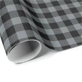 Koolgrijs Zwarte Buffalo Plaid Tartan Cadeaupapier (Rol Hoek)