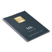 Koolgrijze monogram initiaal bedrijf notitieboek (Rechterzijde)