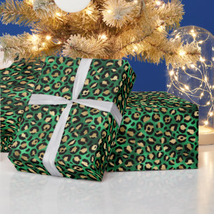 Koolgroene Luipaardprint   Glam Dierenpatroon Cadeaupapier