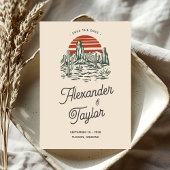 Koolgroene Retro Saguaro Cactus Woestijn Bruiloft Save The Date