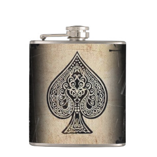 Koolgrunge Retro Artistic Poker Ace Liquor Flask Heupfles
