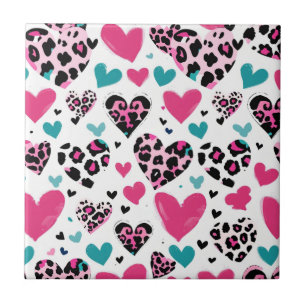 Koolhartige Luipaard Hart Liefde – Roze, Zwart & T Tegeltje