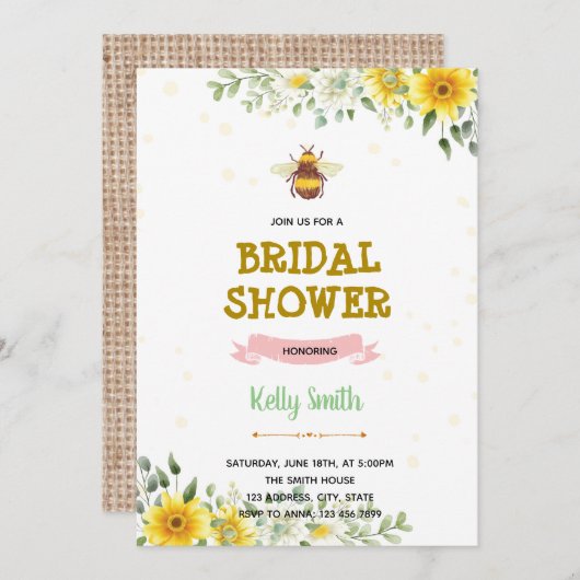 Koolhoningbijenborsteluitnodiging Bedankkaart (Voorkant / Achterkant)