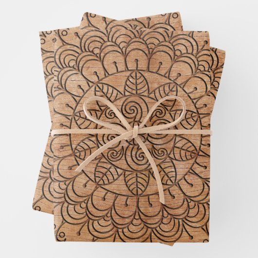 Koolhout, flessencirkels Mandalas Inpakpapier Vel (In situ)