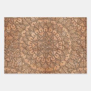 Koolhout, flessencirkels Mandalas Inpakpapier Vel