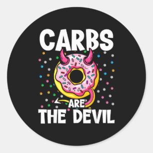 Koolhydraten zijn de duivel Funny Donut Dieet Nieu Ronde Sticker