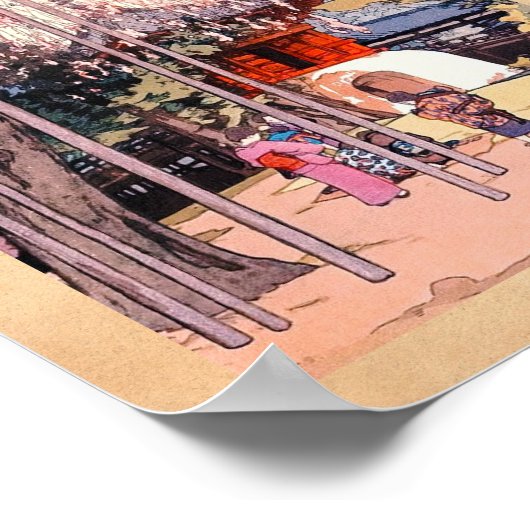 Kooljapanse Cherry Tree in Kawagoe Yoshida art Poster (Hoek)