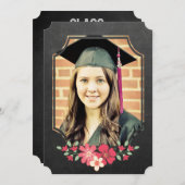 Koolkarton Floral Afstuderen Klasse 2016 Foto Kaart (Voorkant / Achterkant)