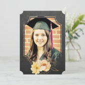 Koolkarton Floral Afstuderen klasse 20XX Photo Inv Kaart (Staand voorkant)