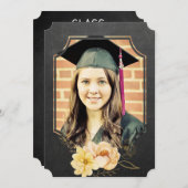 Koolkarton Floral Afstuderen klasse 20XX Photo Inv Kaart (Voorkant / Achterkant)