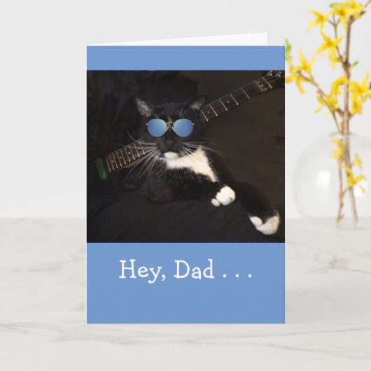 Koolkat en gitaarVaderdag Kaart (Gele Bloem)